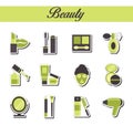 A collection of stylish modern flat sticker icons with pattern coloring for beuty, cosmetics and spa. For web