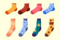 A collection of stylish socks of different textures. Sock collection.