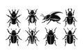 Collection of Stylized Black Beetle Silhouettes Royalty Free Stock Photo