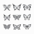 Collection of stylized butterflies