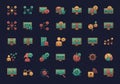 A collection of stylized icons with a technology and network theme, Royalty Free Stock Photo