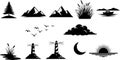 Nature Icons and Silhouettes Set Royalty Free Stock Photo
