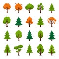A collection of 20 stylized tree illustrations is arranged in a grid, showcasing various Royalty Free Stock Photo