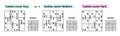 Collection Sudoku game with answers. Different complexity. Royalty Free Stock Photo