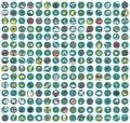 Collection of 225 summer and holiday doodled icons