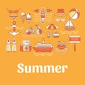 Collection of summer icons.