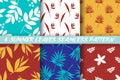 Collection of 6 Summer leaves seamless pattern Royalty Free Stock Photo