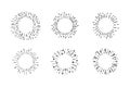 Collection of sunburst explosion. Hand drawn starburst design elements. Fireworks black rays set Royalty Free Stock Photo