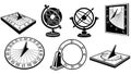 Collection of Vintage Timekeeping Instruments Icons Royalty Free Stock Photo