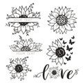 Collection of sunflowers silhouettes