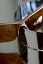 Collection of sunglasses on big reflection mirror Royalty Free Stock Photo