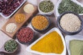 Different super foods organized as a collection on the table