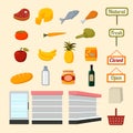 Collection of supermarket food items Royalty Free Stock Photo