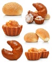 Collection of sweet fancy cakes and croissant