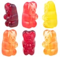 Collection of sweet jelly marmalade bears isolated on white background. Colorful fruit gummy candies Royalty Free Stock Photo