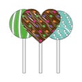 collection sweet lollipops heart round delicious
