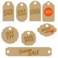 Collection tags with texture papers. Set for discount or handmade label