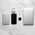 A collection of tech devices arranged Royalty Free Stock Photo