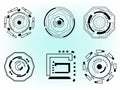 Collection of tech gears technology icon element pattern abstract background template vector illustration