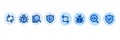 Collection of technical icons representing software tools for debugging, security, and code review used in programming Royalty Free Stock Photo