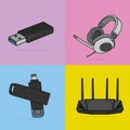 Collection Of Technology Devices vector illustration. Technology object icon concept Royalty Free Stock Photo