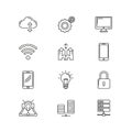 Collection of Technology Icons for Digital and Network Concepts Royalty Free Stock Photo