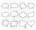 Collection of templates speech bubbles. Hand drawn, doodles Royalty Free Stock Photo
