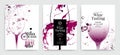 Collection of templates with wine designs. Brochures, posters, invitation cards, promotion banners, menus. Background effect wine Royalty Free Stock Photo