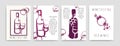 Collection of templates with wine designs. Brochures, posters, invitation cards, promotion banners, menus. Wine stains. CMYK Royalty Free Stock Photo