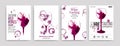 Collection of templates with wine designs. Brochures, posters, invitation cards, promotion banners, menus. Wine stains, drops. Royalty Free Stock Photo