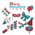 Collection of ten party icons. Vector Royalty Free Stock Photo