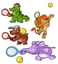 Collection of tennis playing animals