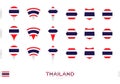 Collection of the Thailand flag in different shapes and with three different effects