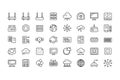 Collection of thin line icons representing technology and networking concepts internet data Royalty Free Stock Photo