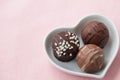 Collection of three chocolate truffles Royalty Free Stock Photo