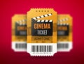 Movie cinema premiere poster or flyer design. Vector cinema tickets background.