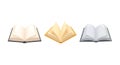 Collection of three different open books with blank pages isolated on a white background Royalty Free Stock Photo