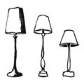Collection of three distinct table lamps for modern home decor and interior design inspiration Royalty Free Stock Photo
