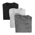 Collection of three folded t-shirts isolated on white background Royalty Free Stock Photo