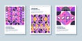 Collection of three Modern abstract poster design with geometric shape composition. Brutal geometric layout background for brand