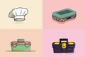 Collection Of Toolboxes and Travelling bag vector illustration. Raveling and working tool equipment icon concept. Royalty Free Stock Photo