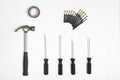 Collection of tools for building on white background Royalty Free Stock Photo