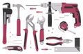 Set of tools for construction and repair in flat style. Vector illustration