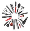 A collection of tools for professional hair stylist and makeup a Royalty Free Stock Photo