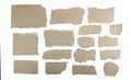 Collection of torn pieces recycled cardboard isolated on white background. Banner. Copy space Royalty Free Stock Photo