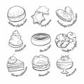 Collection of traditional German desserts. Hand drawn sketch in doodle style