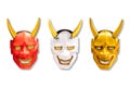 Collection of Traditional Japanese red, white and golden devil Royalty Free Stock Photo