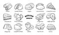 Collection of traditional Sicilian desserts. Hand drawn sketch in doodle style Royalty Free Stock Photo