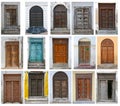 Collection of traditional Zanzibar wooden doors and doorways ornately carved and decorated Royalty Free Stock Photo