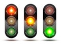 Collection of traffic lights showing the sequence of how the lights glow from red, orange and green Royalty Free Stock Photo